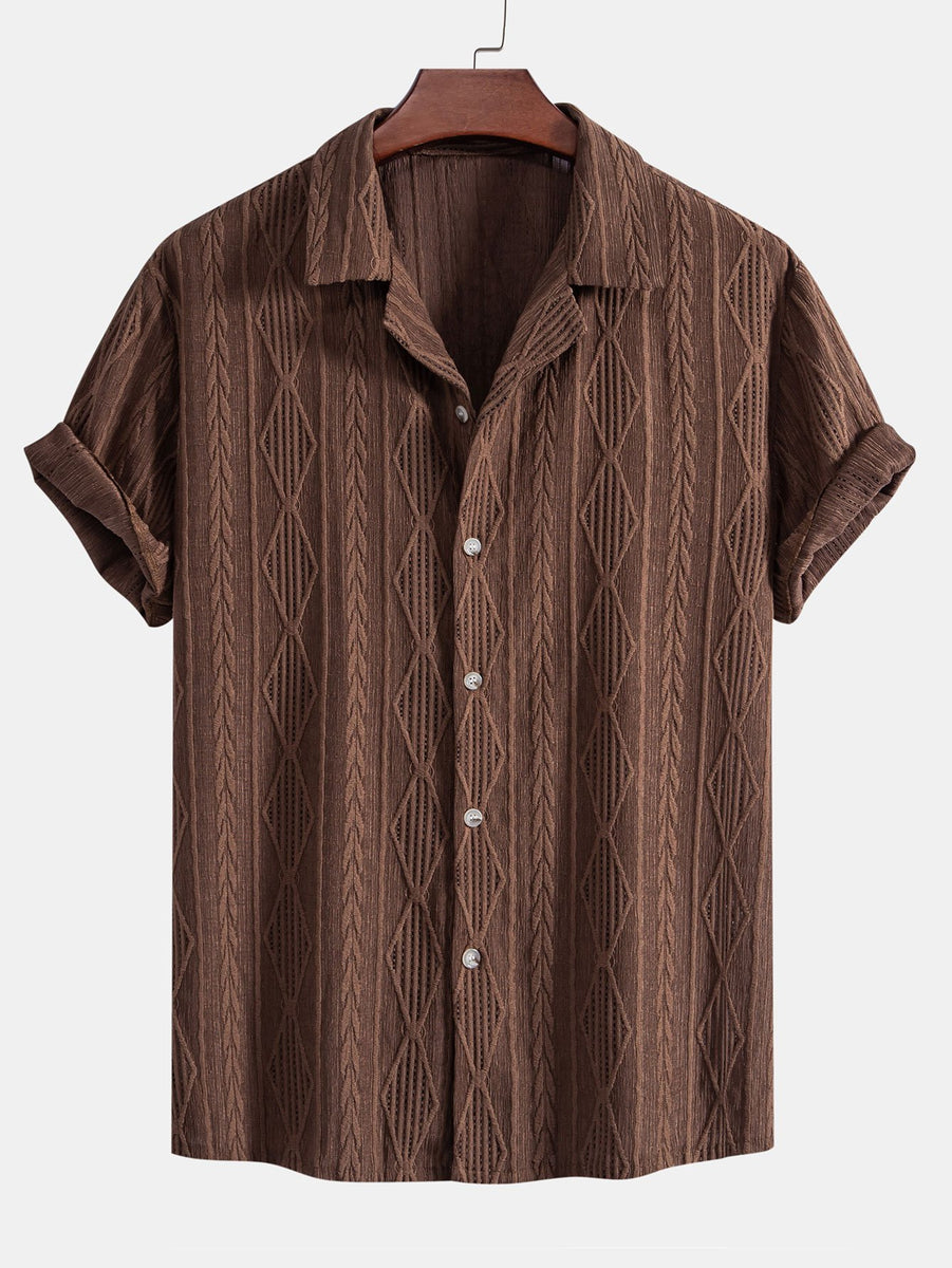 Geometric Jacquard Cuban Shirt-HOOOYI