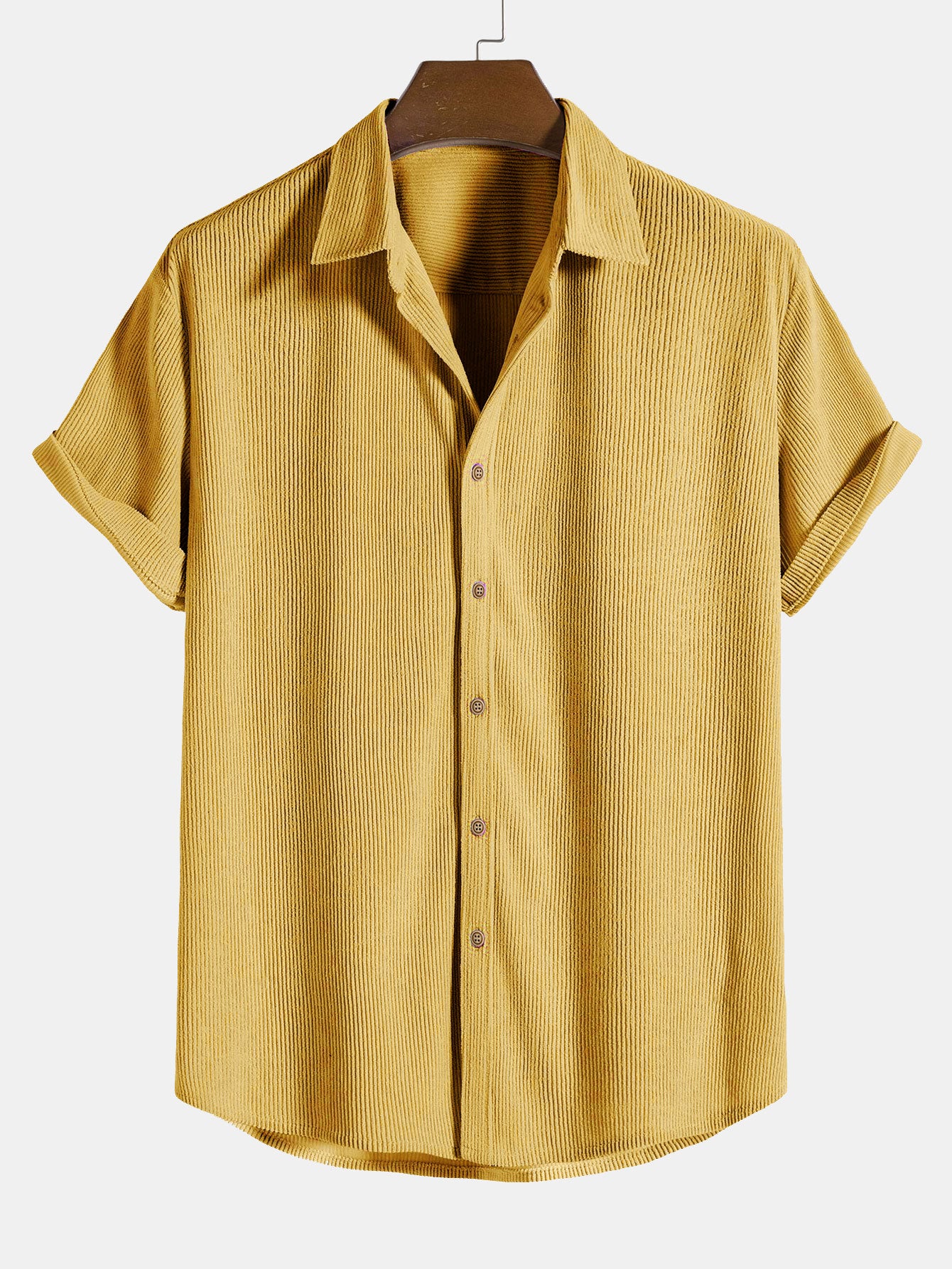 Short-Sleeved Corduroy Button Up Shirt & Shorts