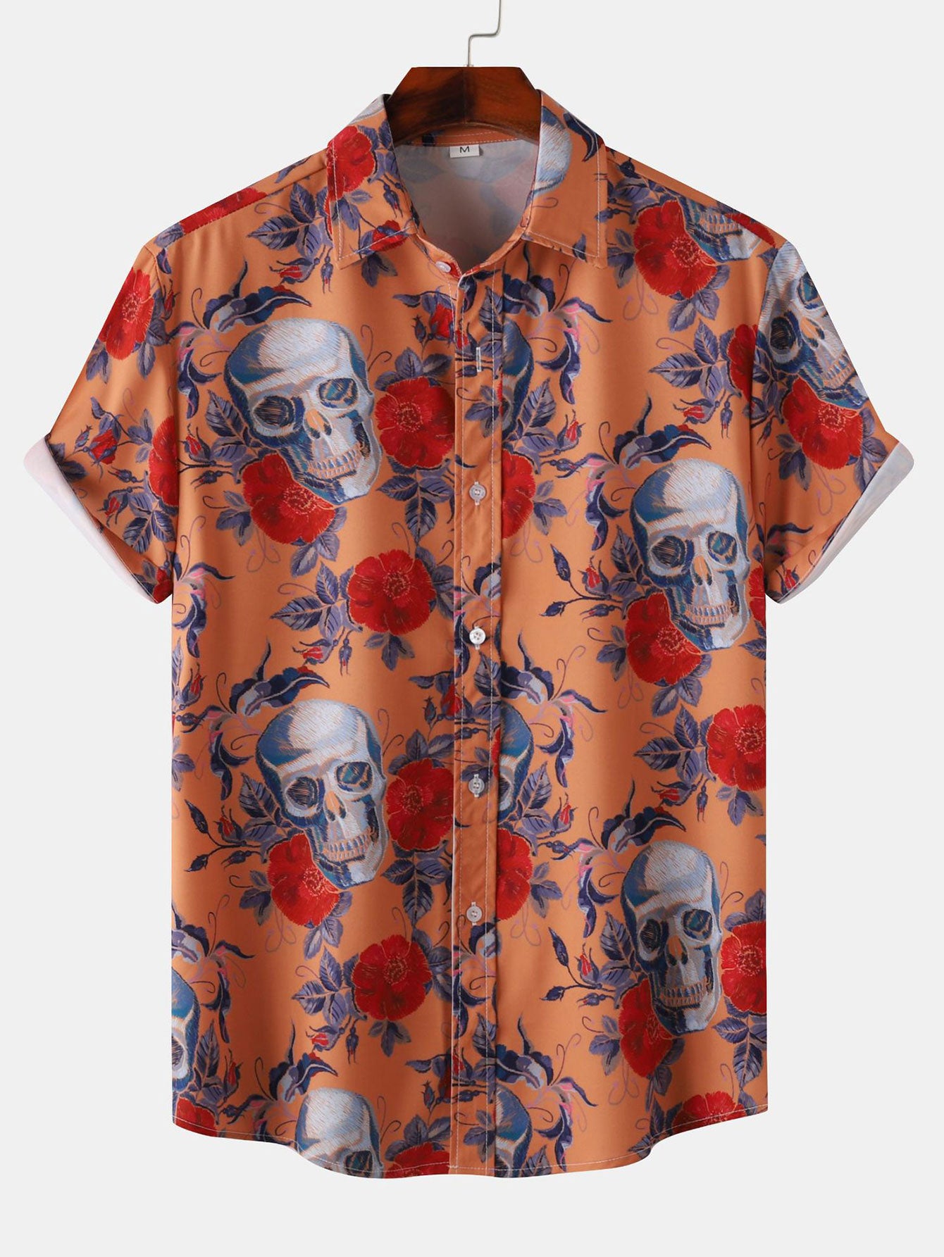 Rose Skull Print Button Up Shirt – HOOOYI