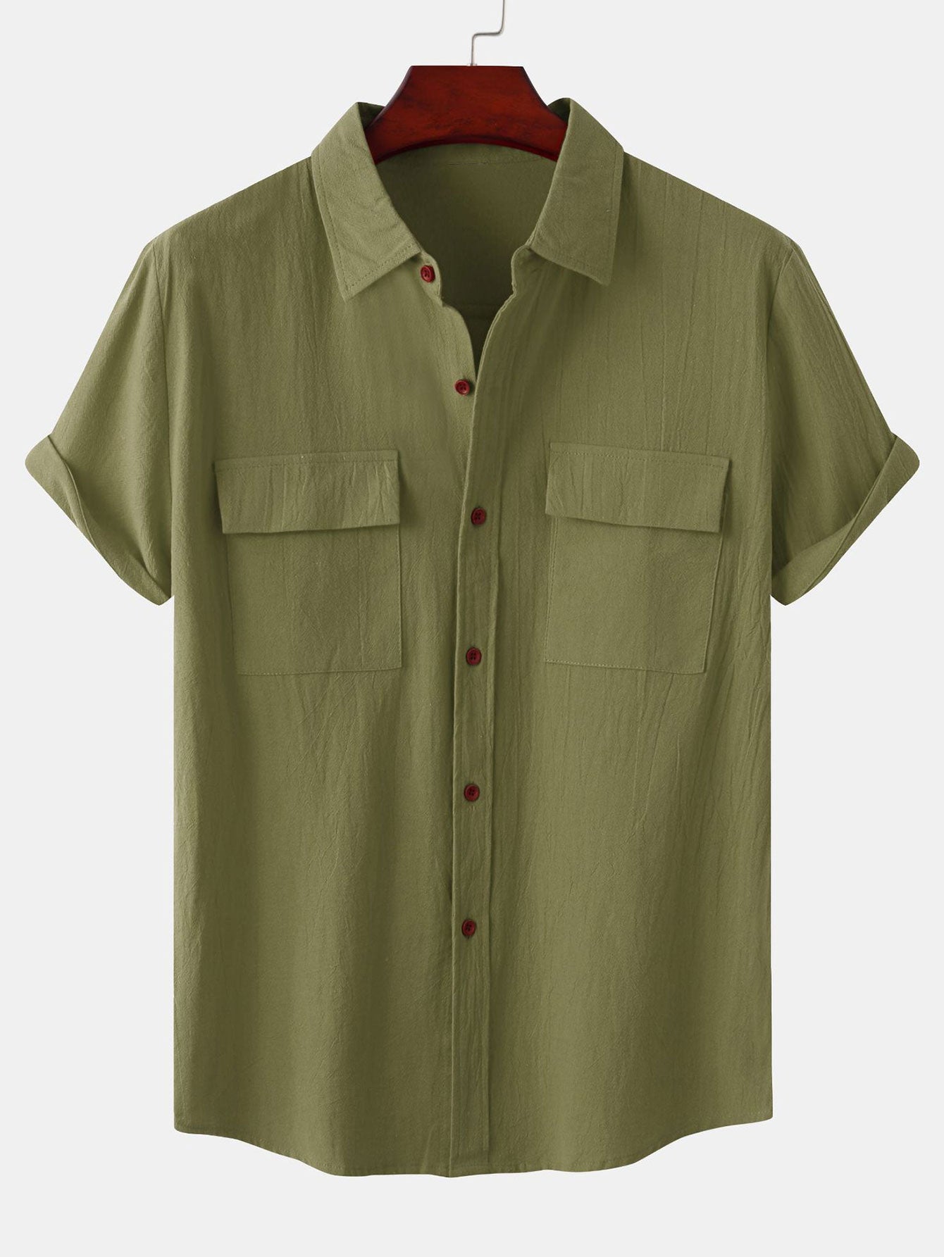 Man Button Up Shirt With Patch Pockets