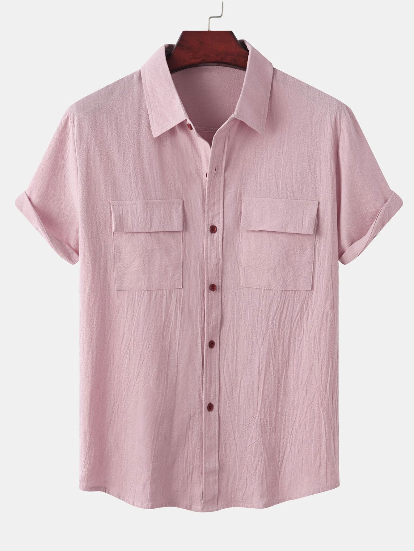 Man Button Up Shirt With Patch Pockets