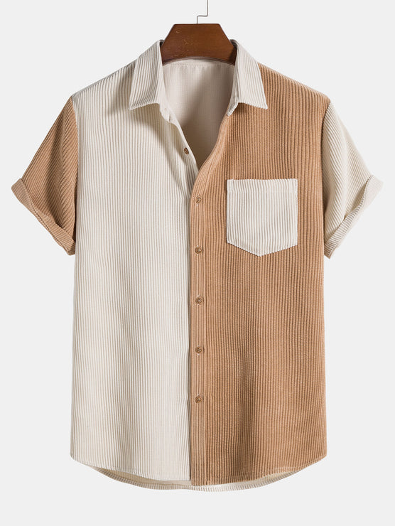 Two Tone Corduroy Button Up Shirt
