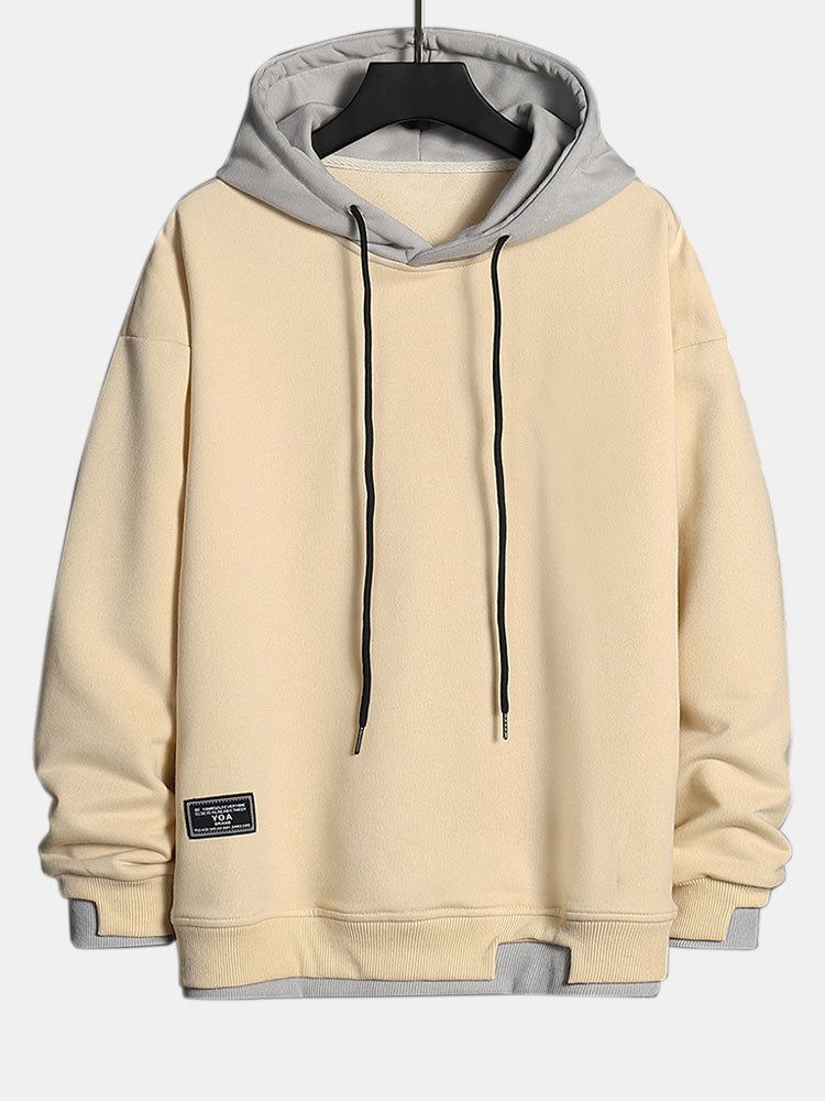 Faux Two-Layer Contrast Hoodie