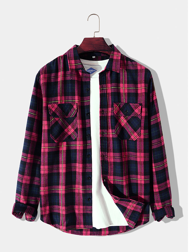 Plaid Button Up Shirt With Pockets