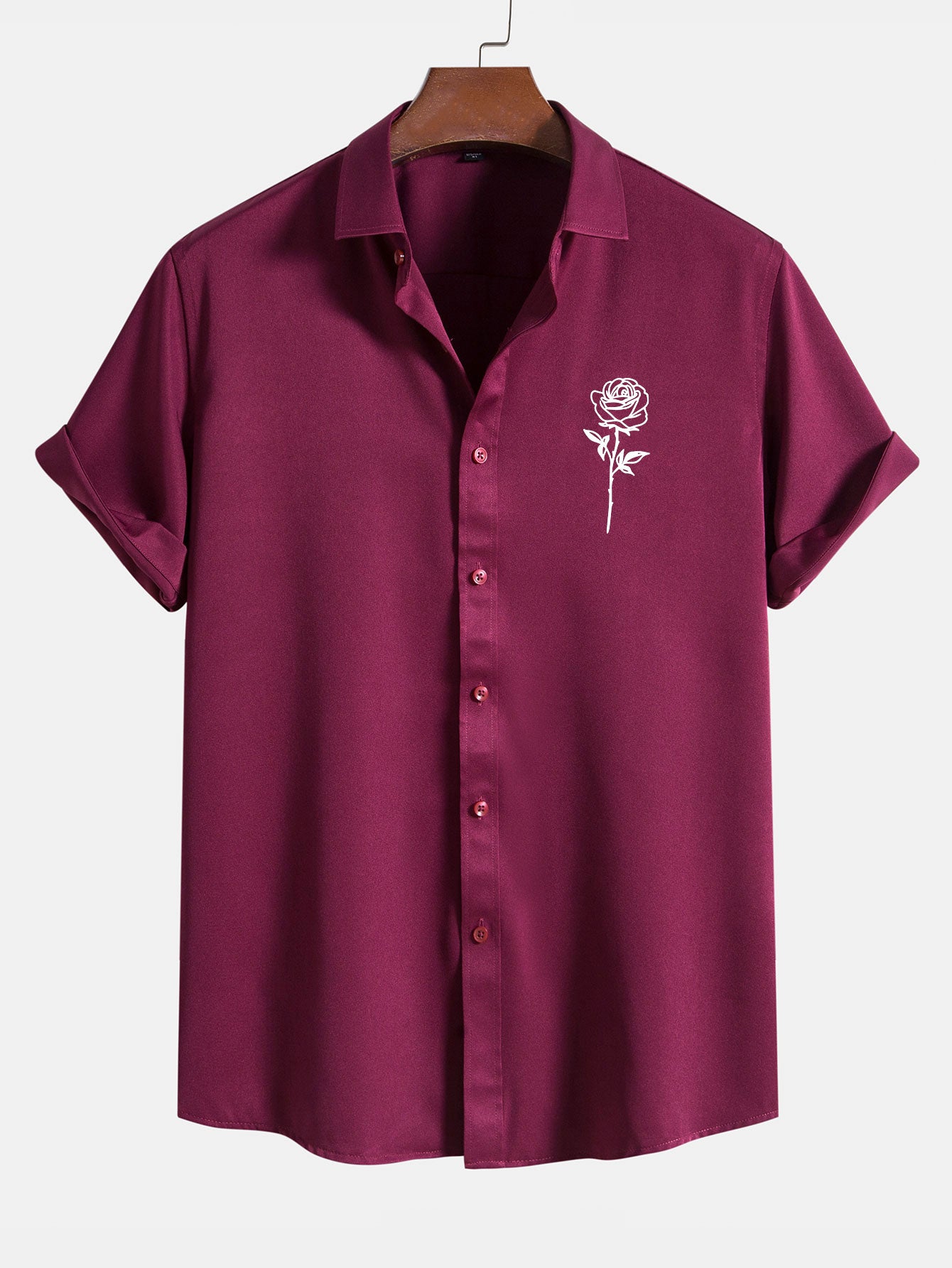 Rose Print Short Sleeve Shirts