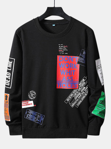 Slogan Label Print Sweatshirt