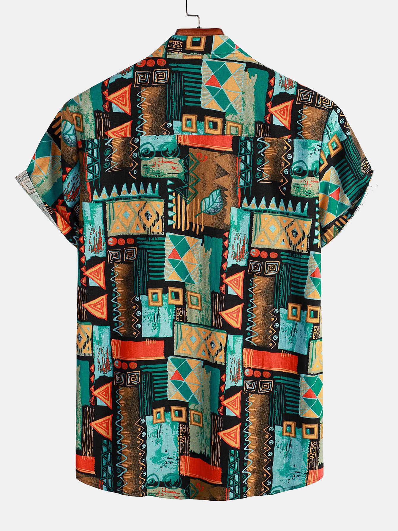 Tribal Geometry Print Button Up Shirt – HOOOYI