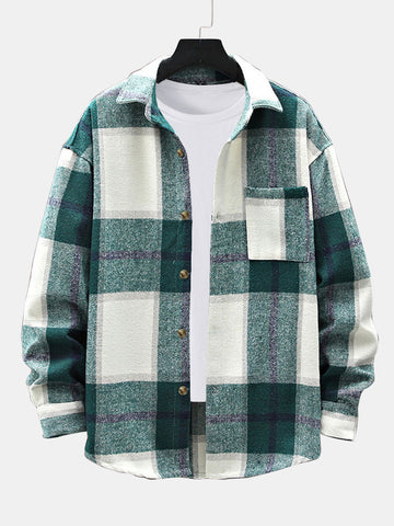 Flannel Plaid Overshirt With Pocket
