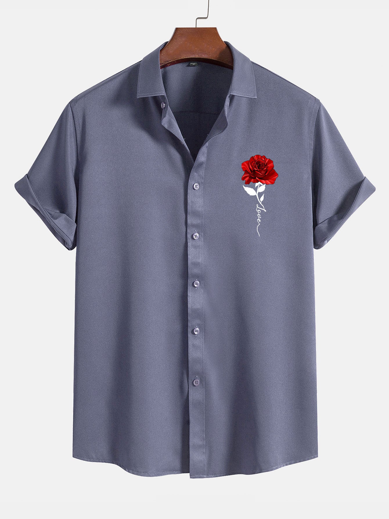 Rose Print Button Up Shirt
