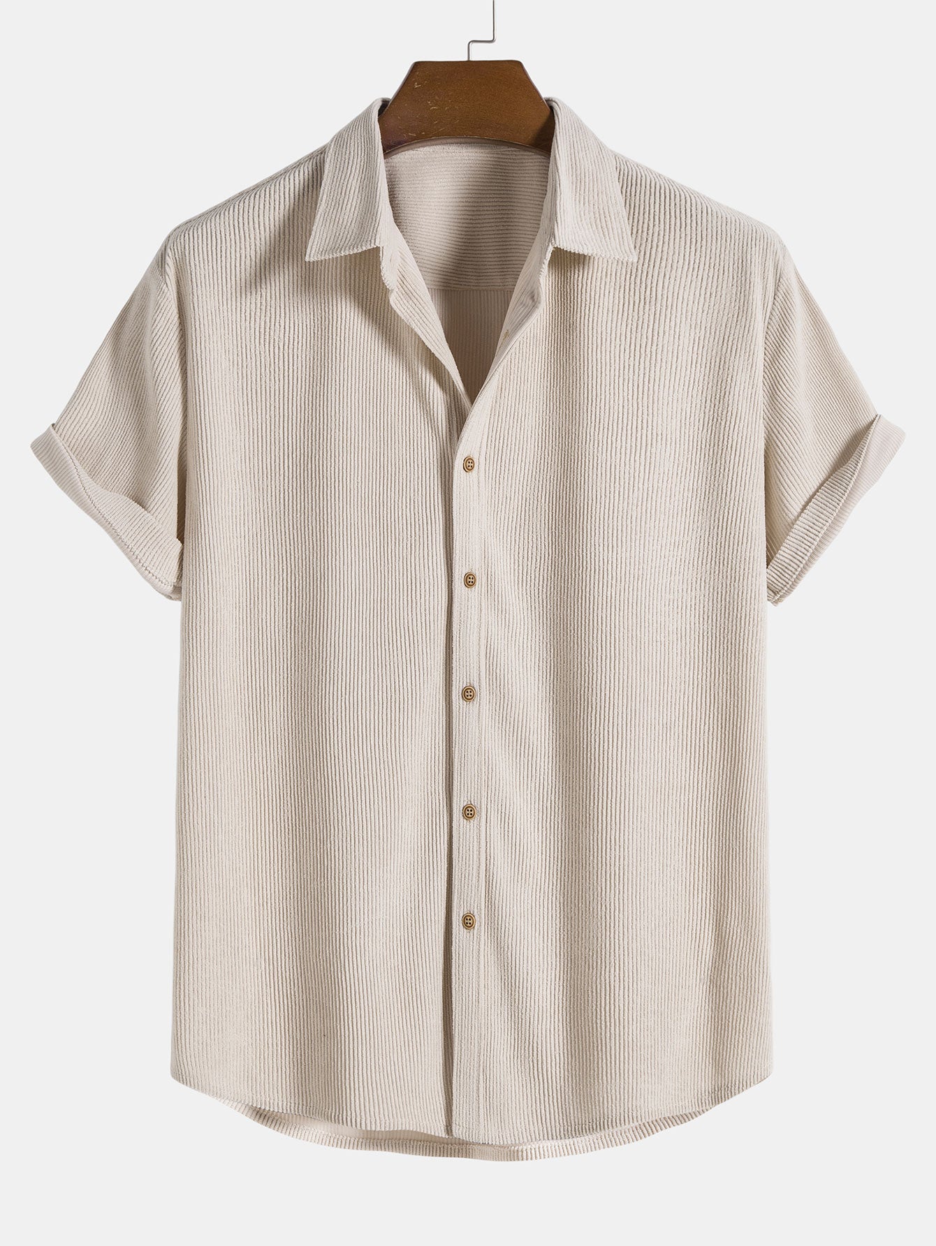 Short-Sleeved Corduroy Button Up Shirt & Shorts