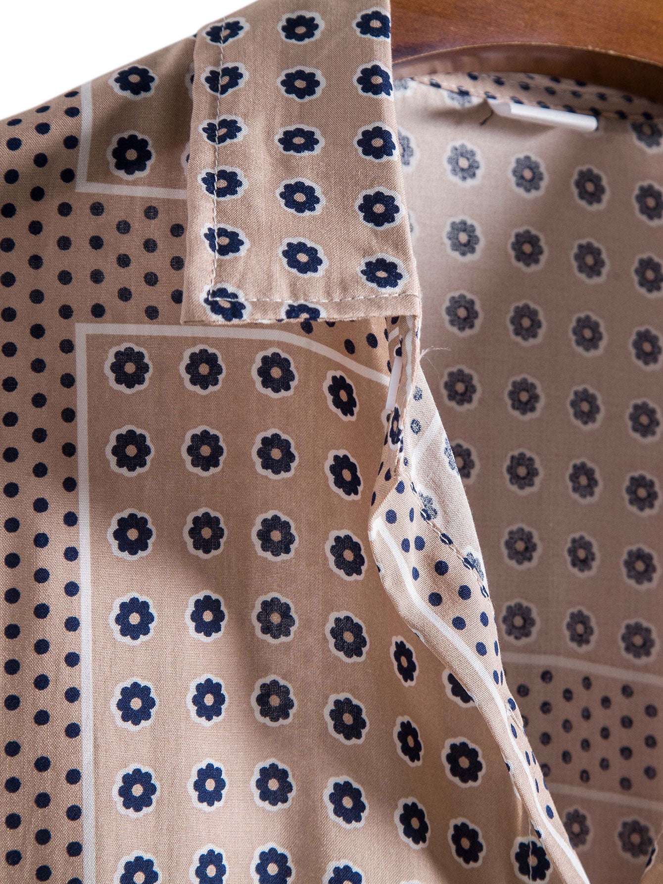 Polka Dot Flower Print Button Up Shirt