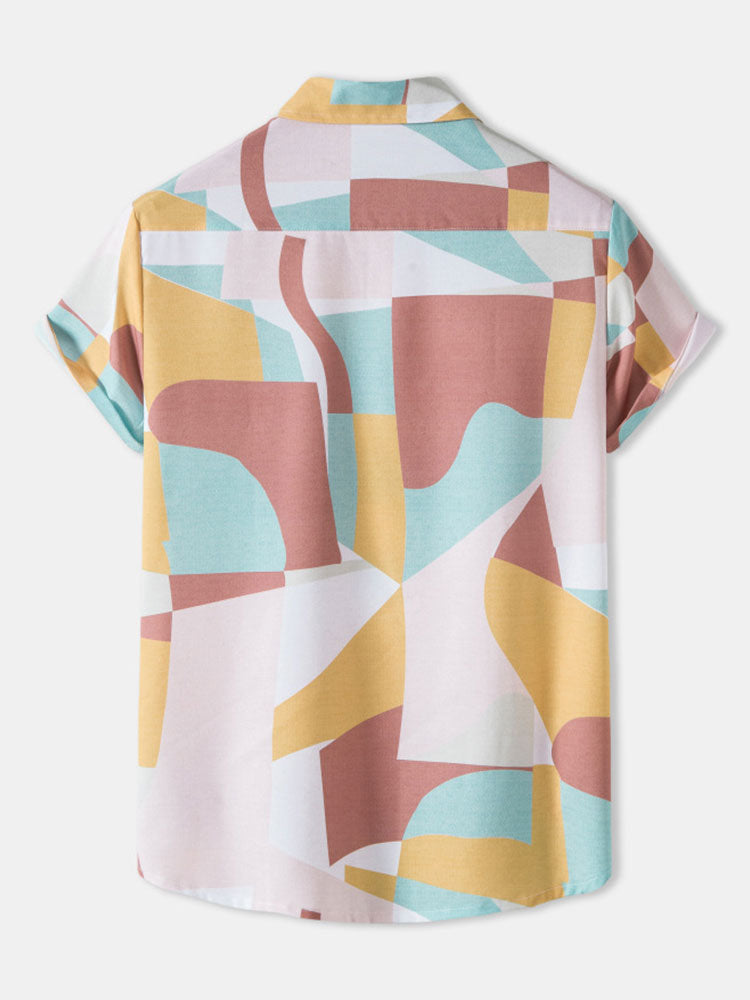 Abstract Color Block Print Shirt