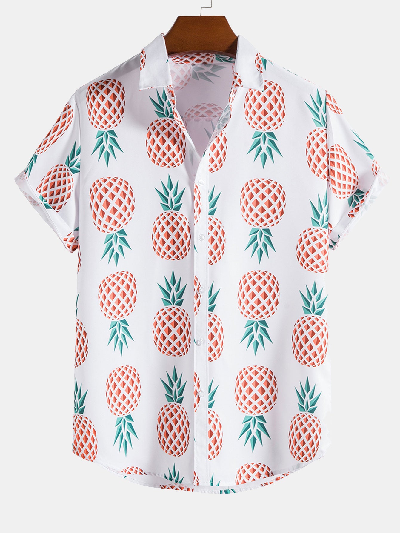 Pineapple Print Button Up Shirt & Shorts