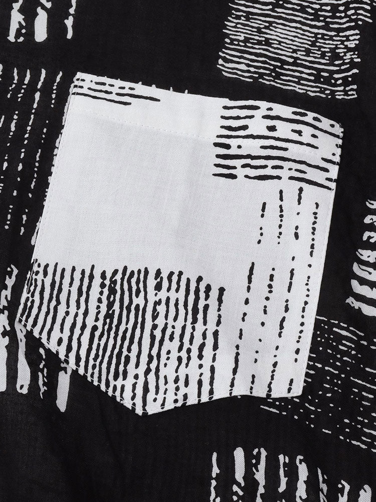 Two Tone Abstract Print Shirt