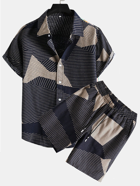 Line Geometry Print Shirt & Shorts