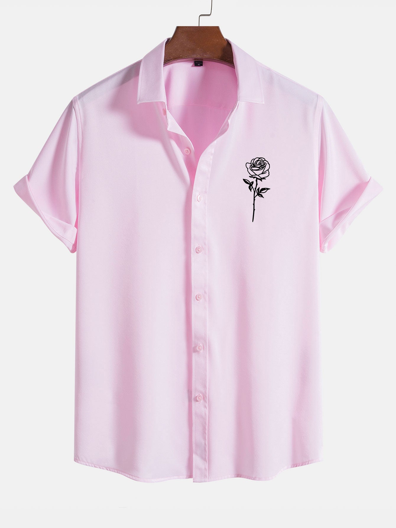 Rose Print Short Sleeve Shirts