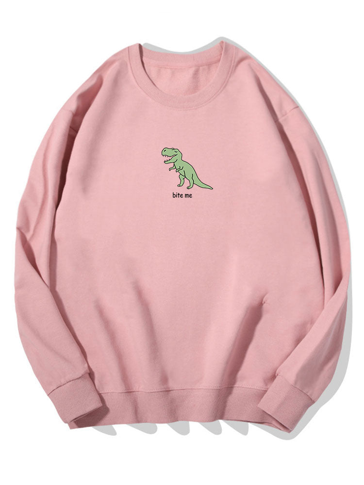 Cute Cartoon Dinosaur Print Cotton Sweatshirt
