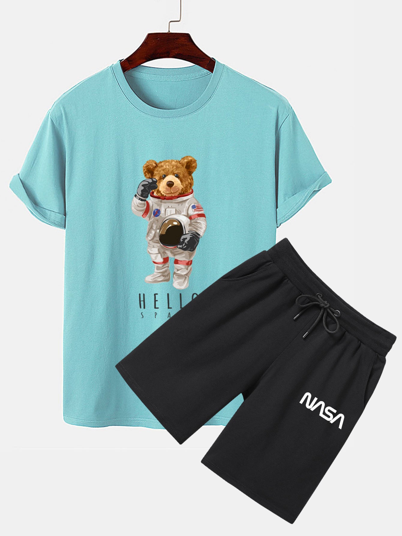 Astronaut Bear Print T-Shirt & NASA Print Shorts