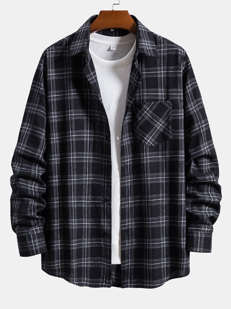 Plaid Button Up Shirt With Pocket