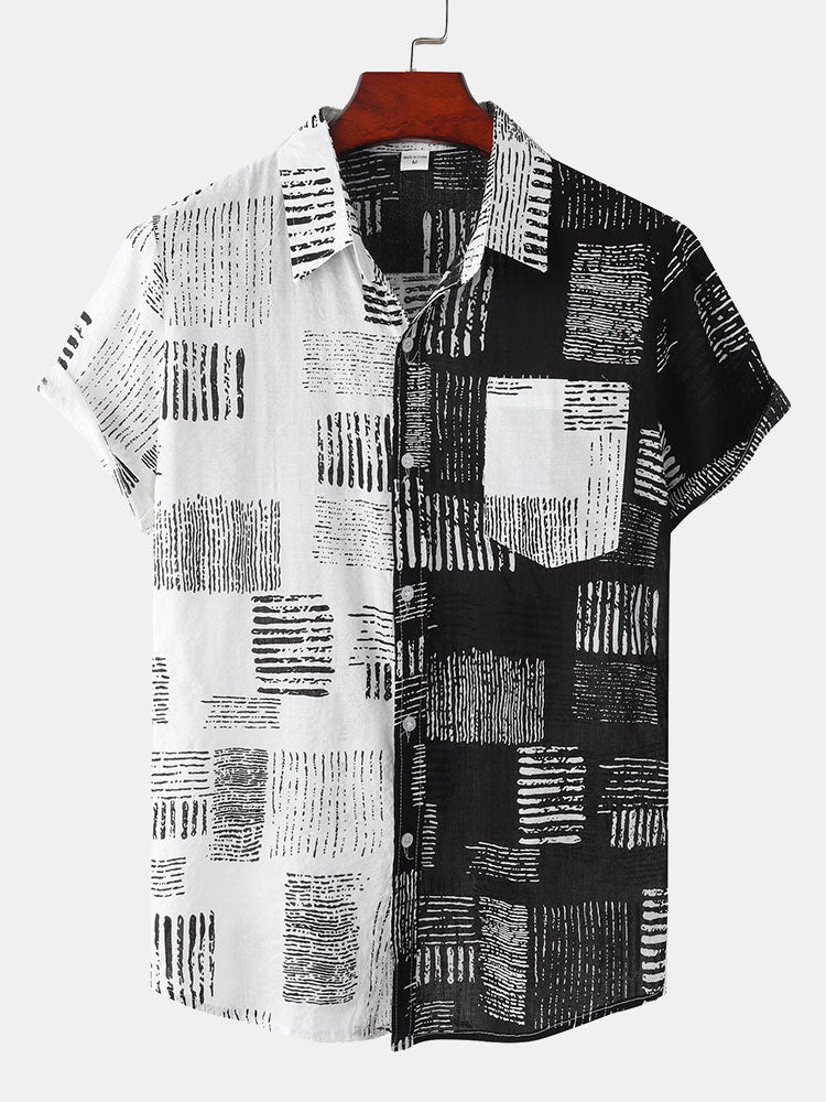 Two Tone Abstract Print Shirt