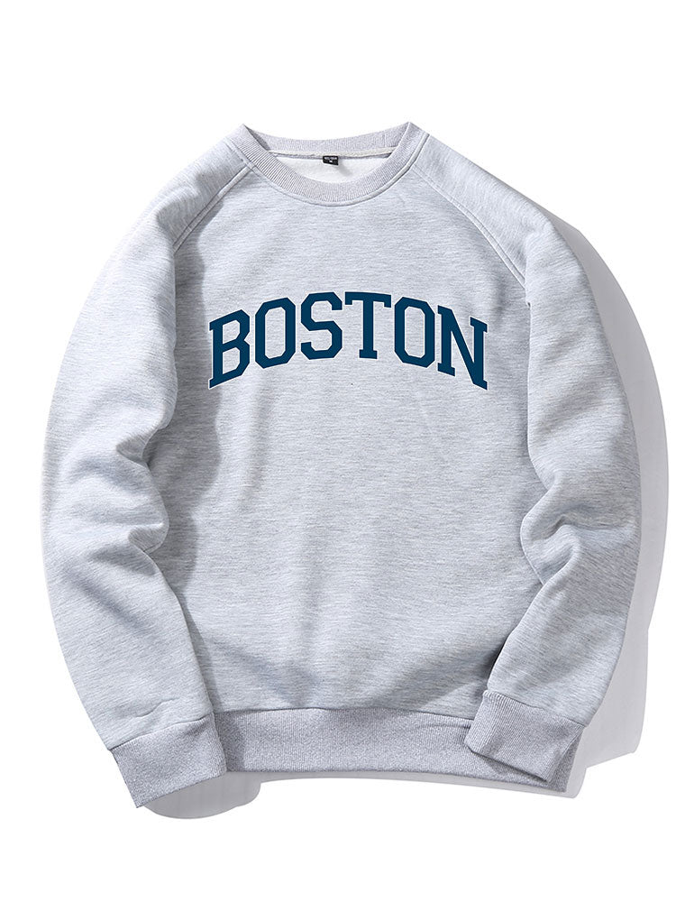 Boston Letter Print Raglan sleeves Sweatshirt