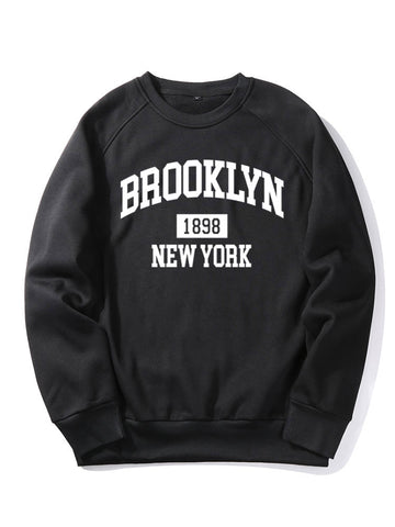 Brooklyn New York Letter Print Raglan Sleeves Sweatshirt