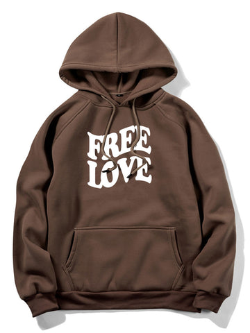 Free Love Slogan Print Hoodie