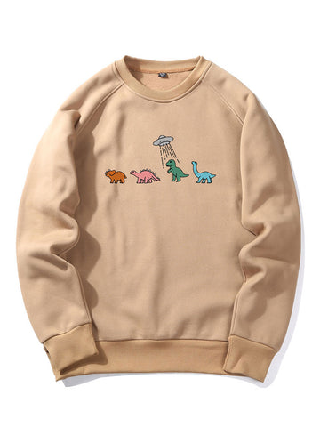 Cartoon Dinosaur Print Raglan Sleeves Sweatshirt