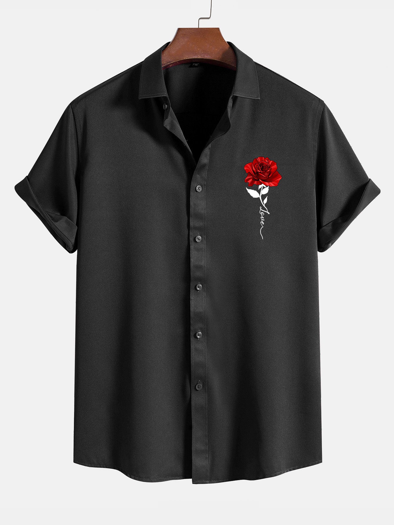 Rose Print Button Up Shirt