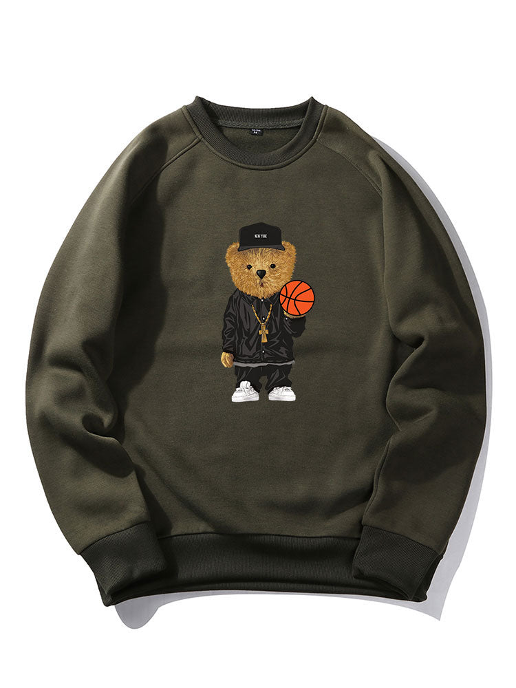 Basketball Bear Print Sweatshirt