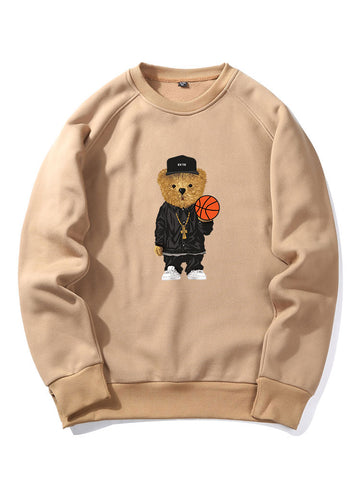 Basketball Bear Print Sweatshirt
