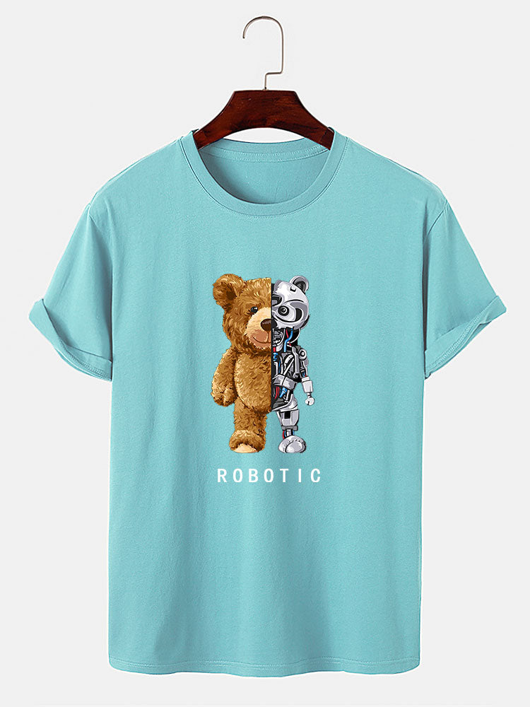 Robot Bear Funny Graphic Cotton T-Shirts – HOOOYI