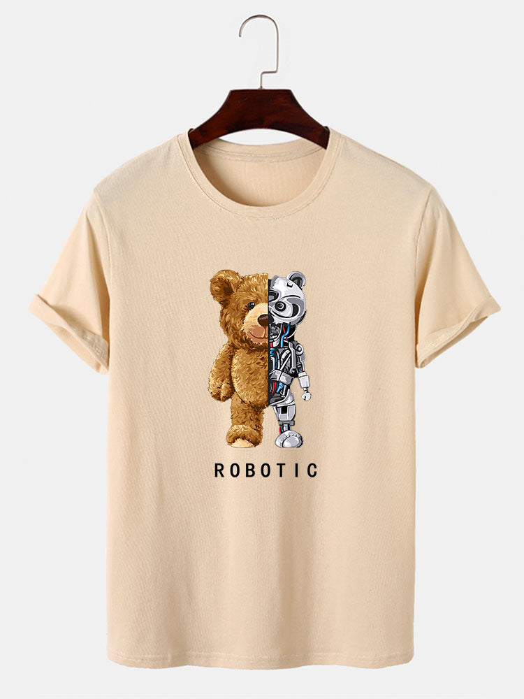 Robot Bear Print T-Shirt & Shorts
