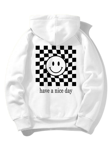 Checkerboard Smiley Back Print Hoodie