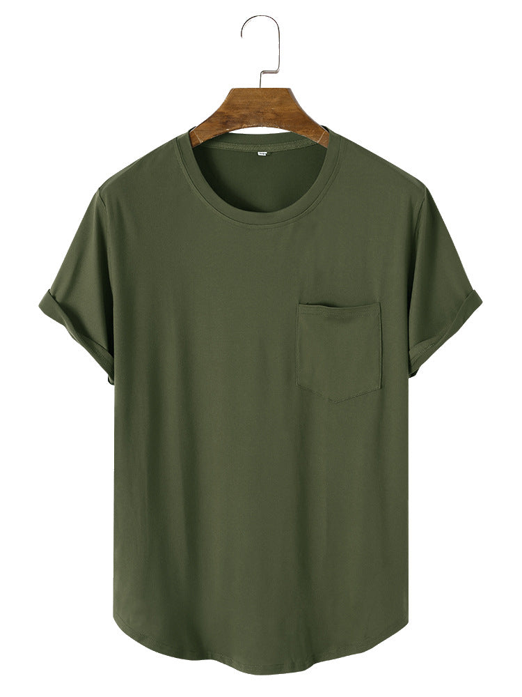 Solid Color Basic T-Shirts With Pocket