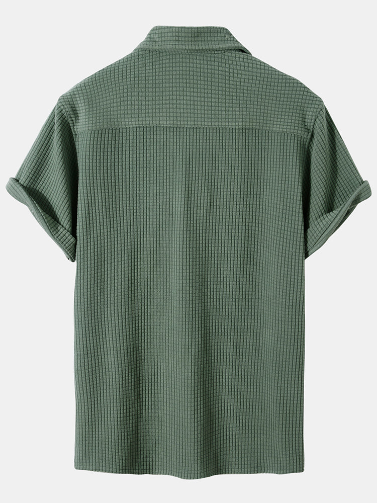 Waffel Revers Solid Henley Hemden
