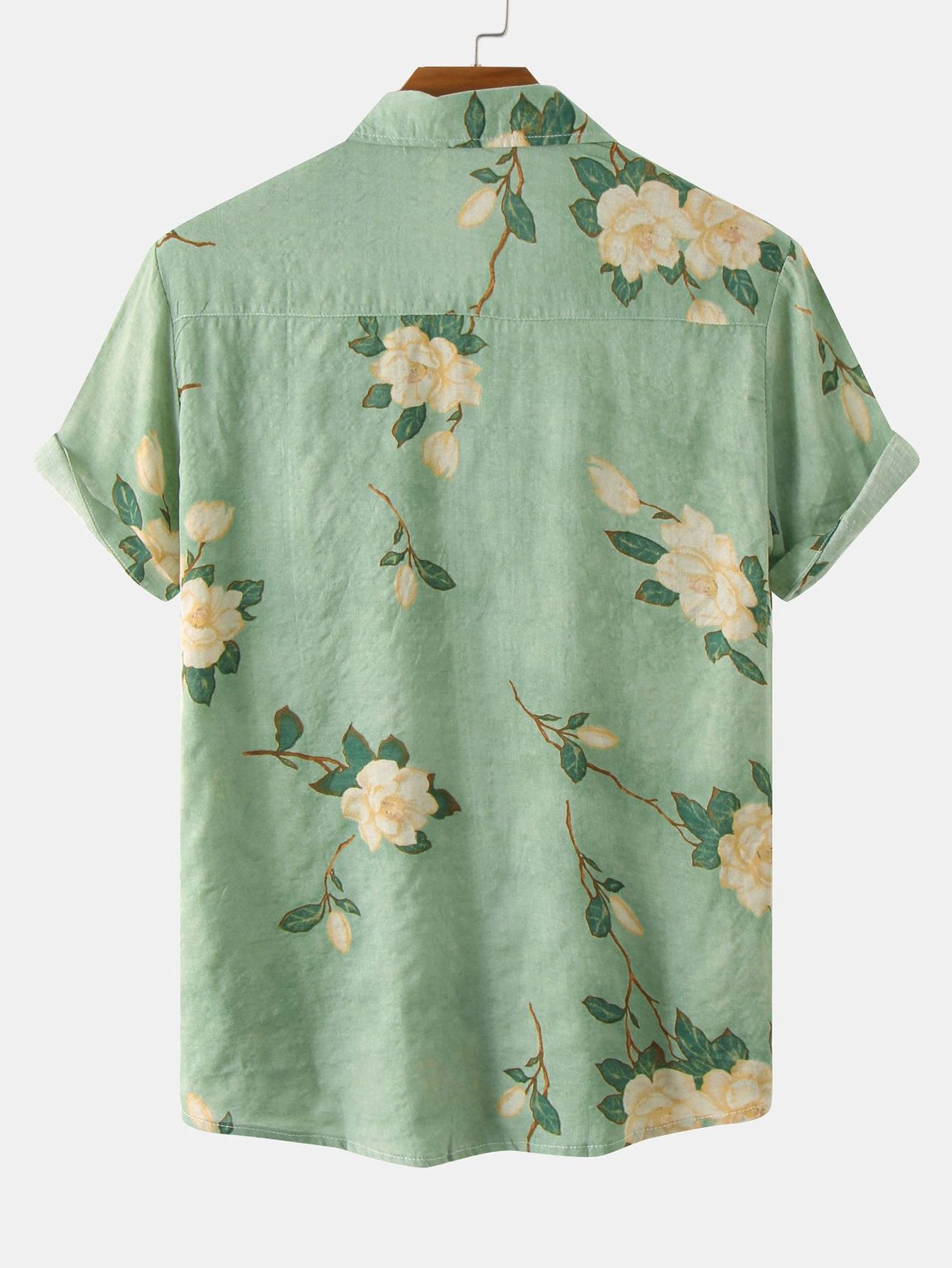 Floral Print Button Up Shirt-HOOOYI