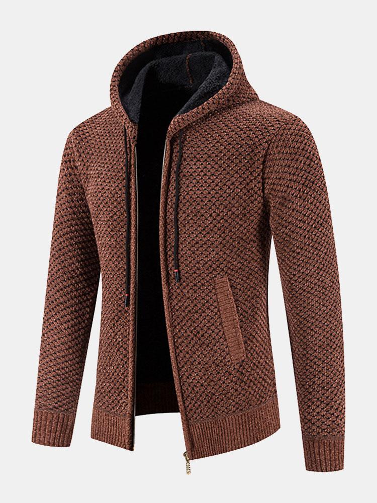 Textured Hooded Sweater-HOOOYI