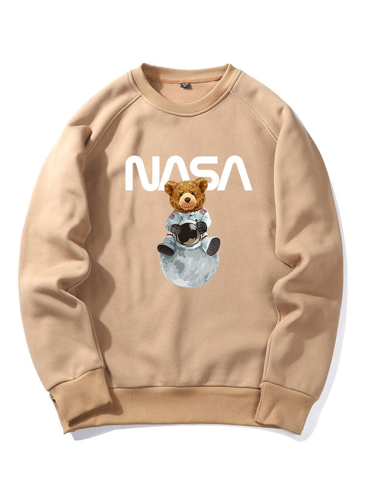 Nasa Bear Print Raglan Sleeves Sweatshirt